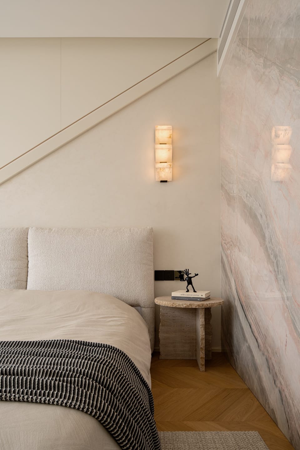 Customer photo review of Stepped White Alabaster Wall Light, Wall Sconce, LED