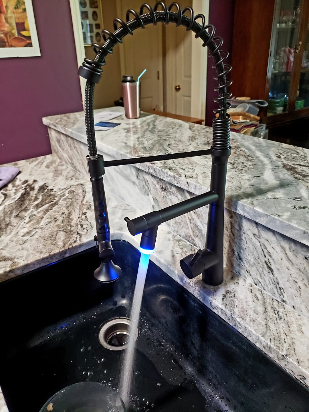 Customer photo review of Skagerrak - Commercial-Style Pull-Down Kitchen Sink Faucet with LED Cone-Shaped Sprayer