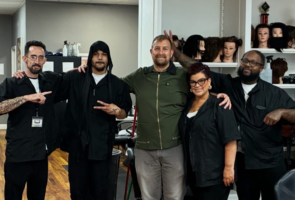 Customer photo review of King Midas Hair-Resistant Barber Jacket & Smock