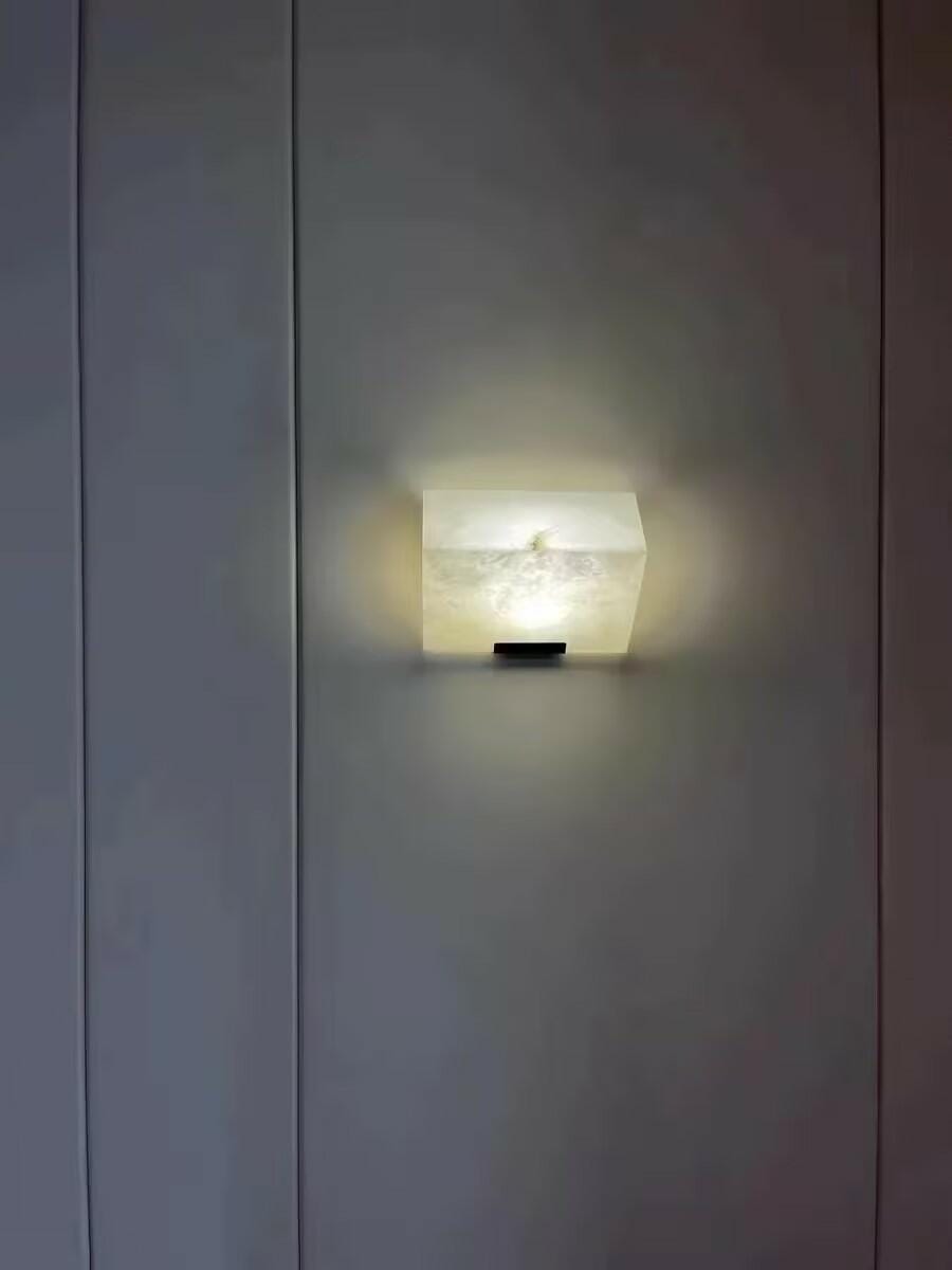 Customer photo review of Stepped White Alabaster Wall Light, Wall Sconce, LED