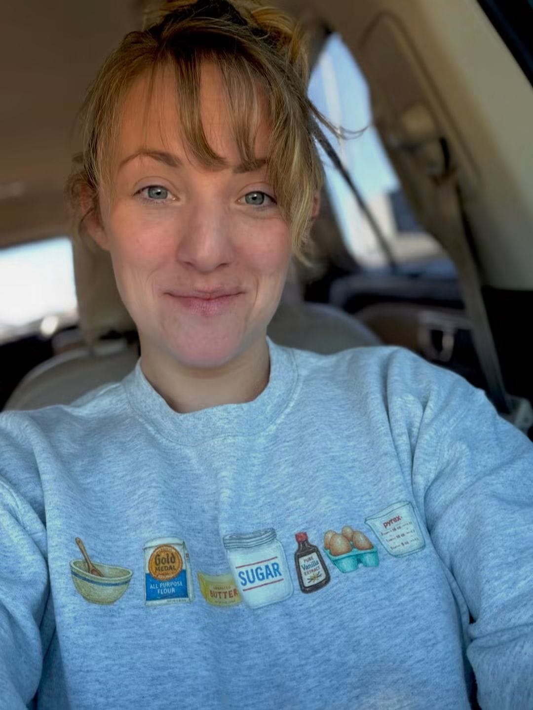 Customer photo review of Baking Ingredients Sweatshirt | Baker Gift for Bread Lovers