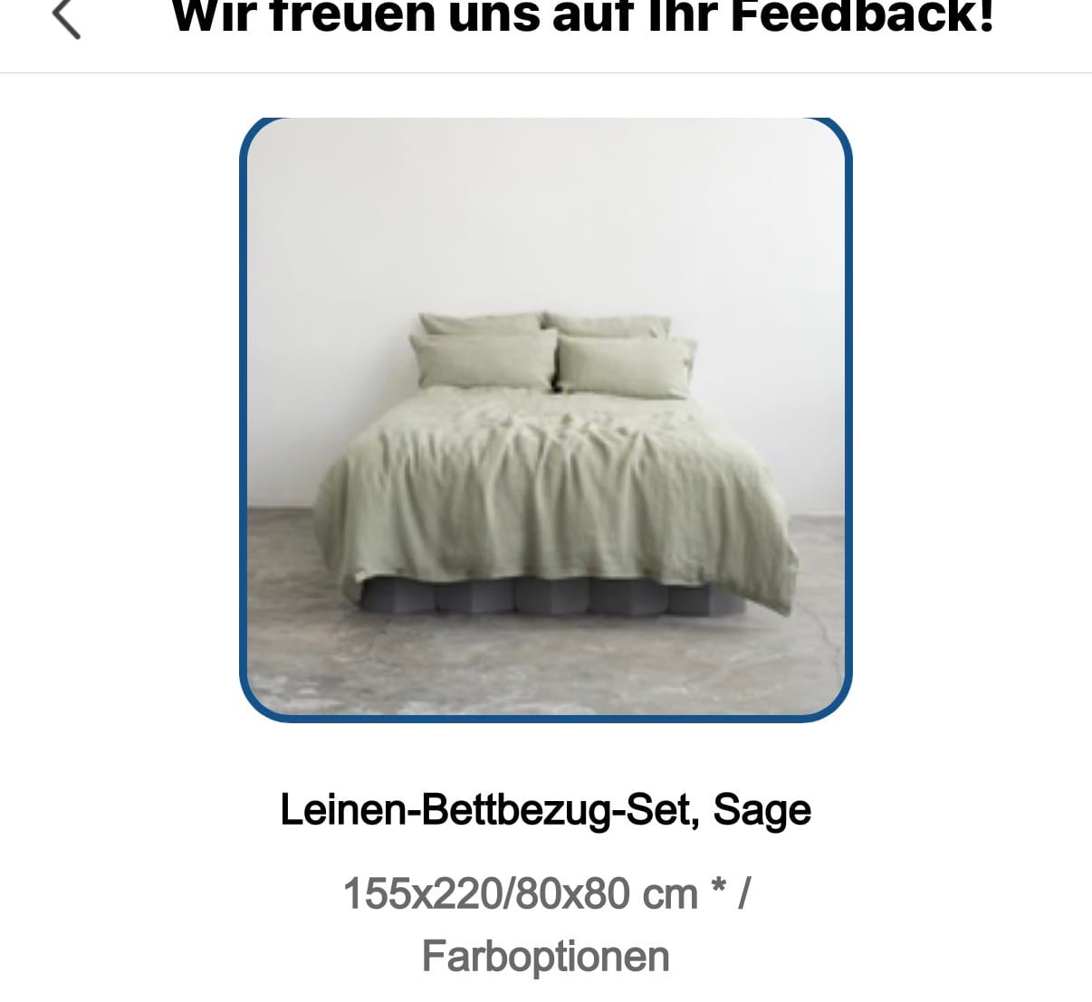Customer photo review of Leinen-Bettbezug-Set, Sage