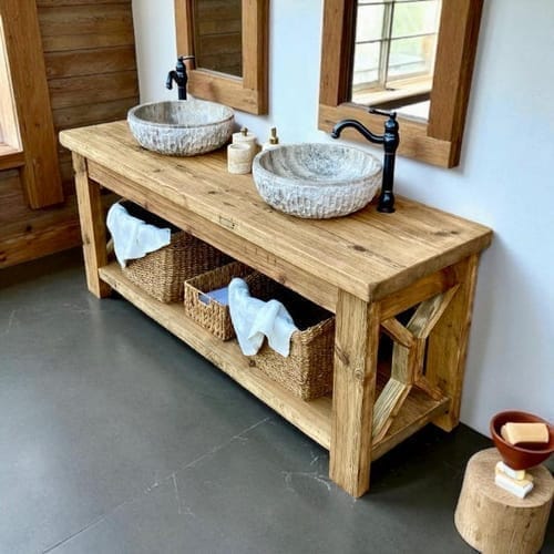 Customer photo review of Sculptural Solid Wood Console — Modern Art Entry Table