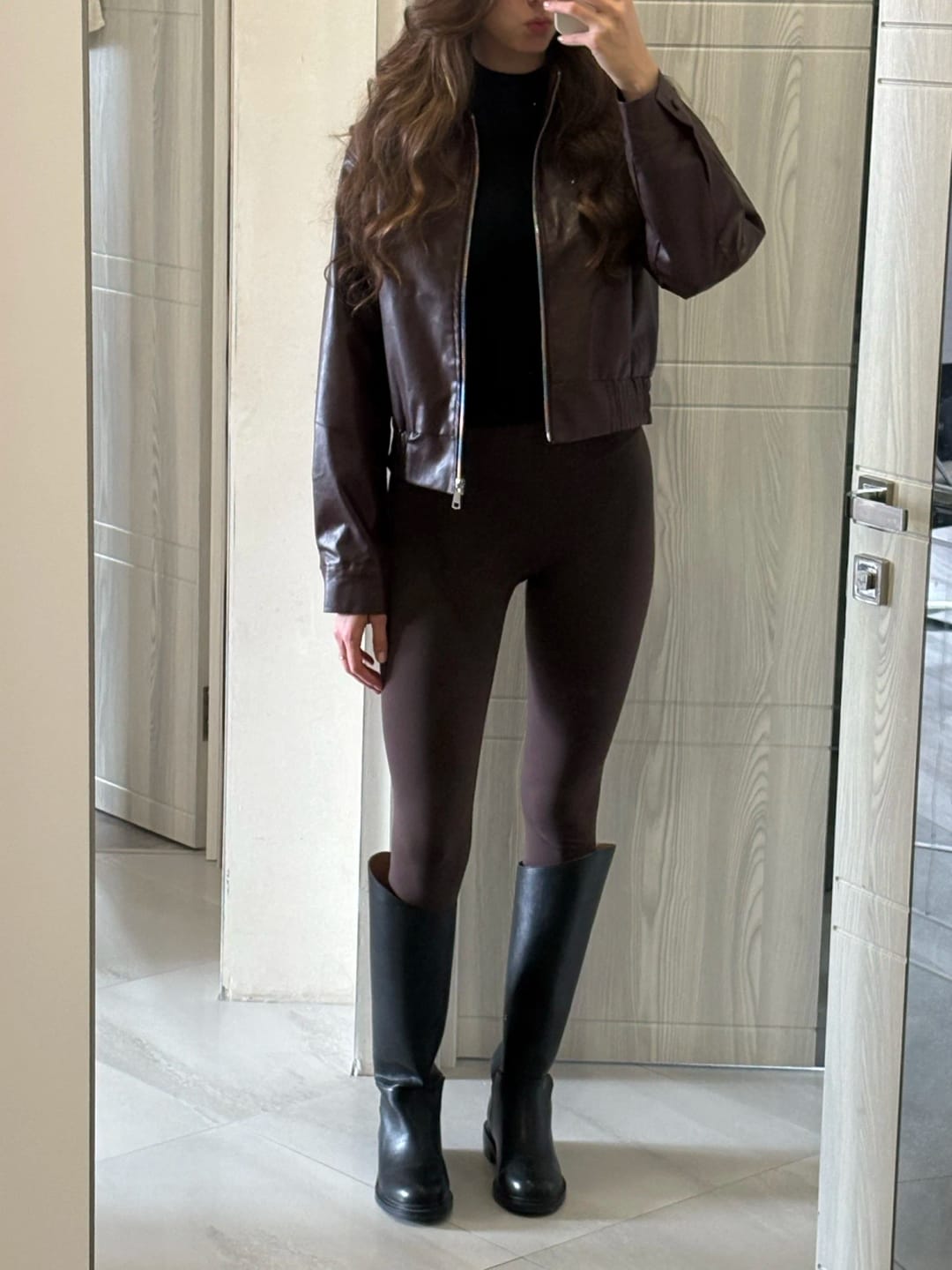 Customer photo review of Fiona Faux Leather Lapel Jacket