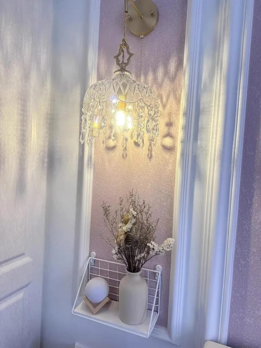 Customer photo review of Gold Wall Light, Retro Crystal Decor, Copper Body, Wall Sconce