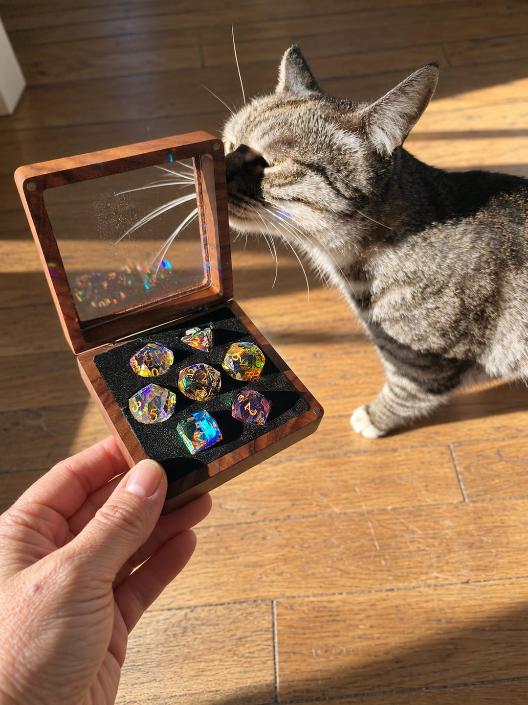 Customer photo review of Diamond-Like Glass Dice Set