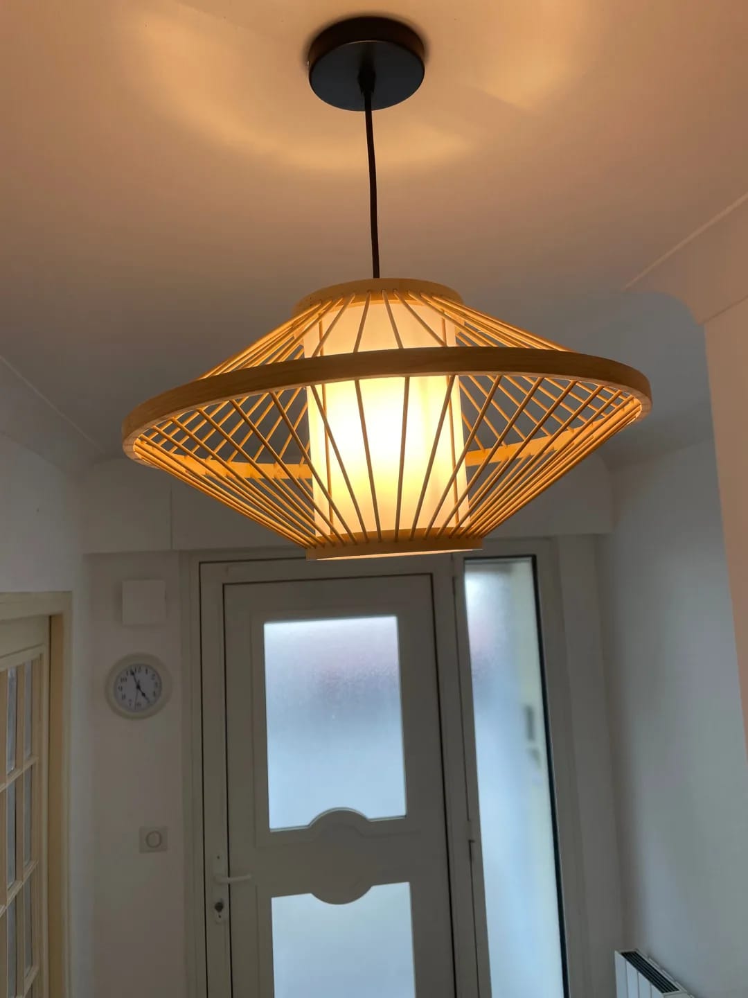 Customer photo review of Rattan Pendant Light, Iron Frame, Handmade, Wood Finish