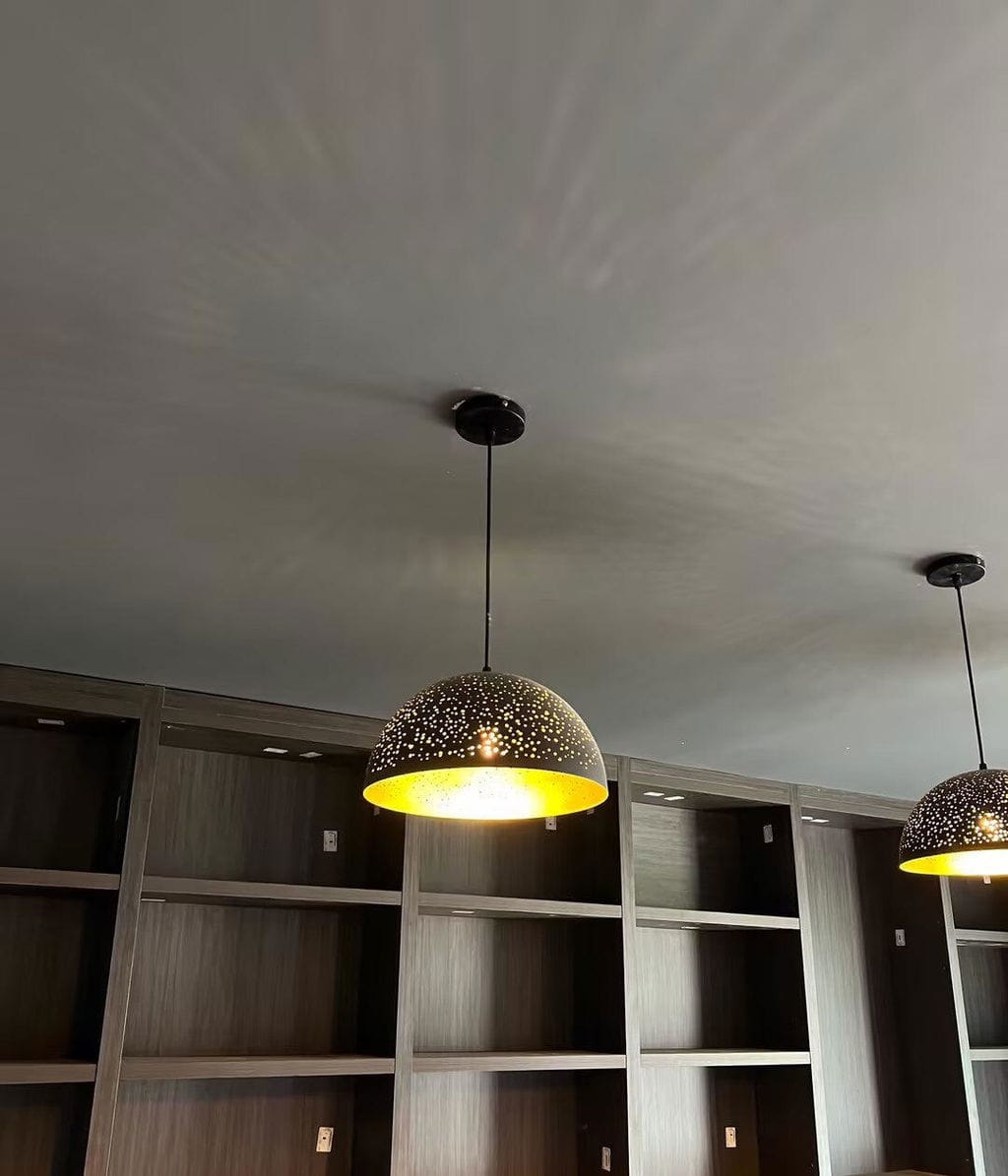Customer photo review of Black and Gold Iron Pendant Light, Vintage Industrial Pendant Lamp
