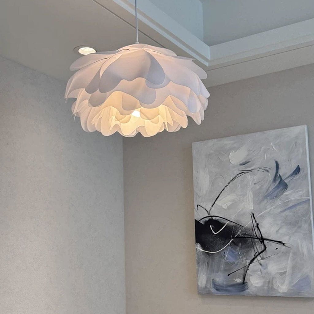 Customer photo review of White Acrylic Petal Pendant Light, Layered Shade, 42 to 60 cm