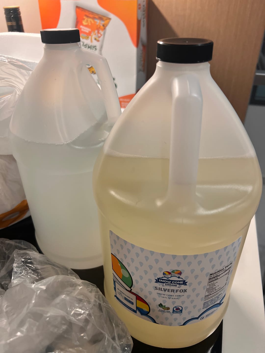Customer photo review of Silver Fox Dye Free Shaved Ice Syrup