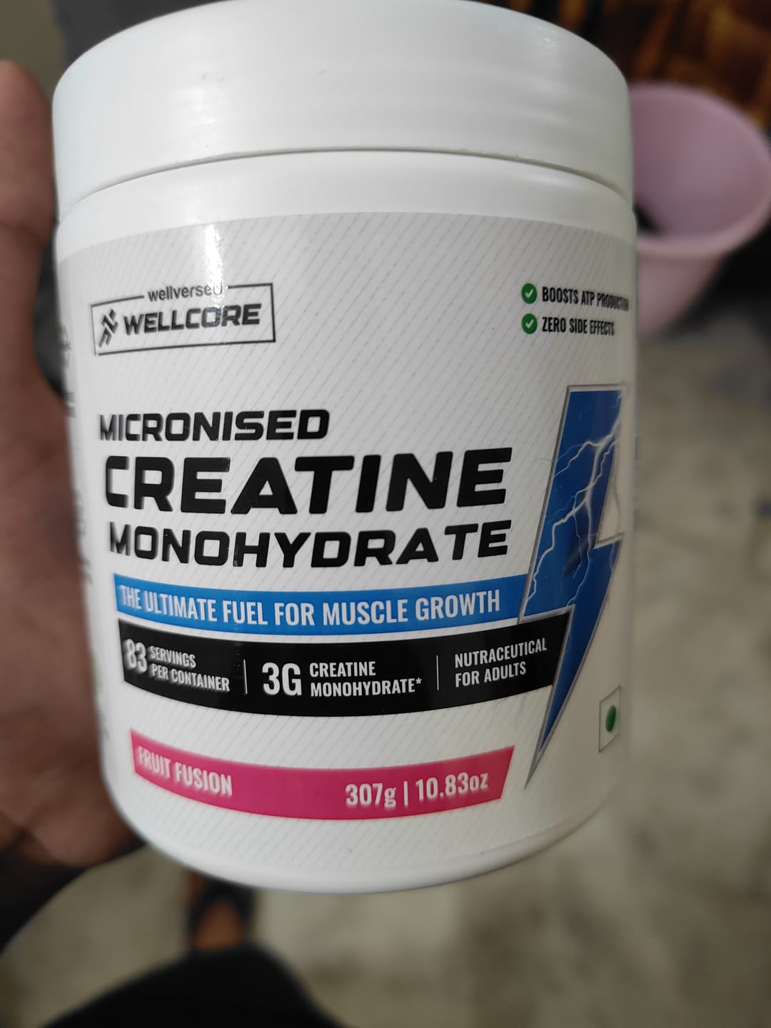 Customer photo review of Wellcore - Micronised Creatine Monohydrate (83 Servings, Fruit Fusion) + Premium Steel Shaker