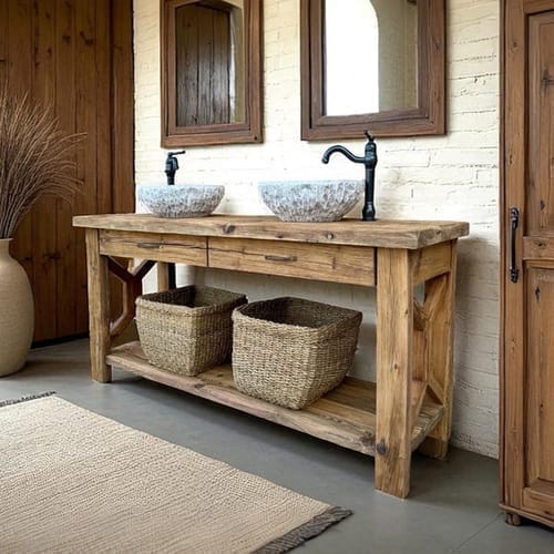 Customer photo review of Sculptural Solid Wood Console — Modern Art Entry Table
