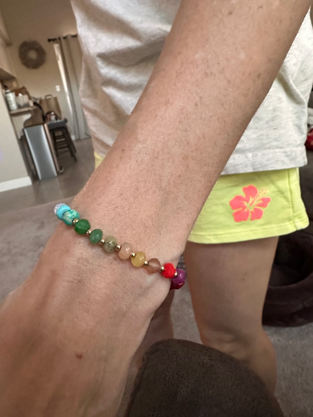 Customer photo review of Natural Gemstone Bracelet + 14k Gold Filled Toggle : Paradise