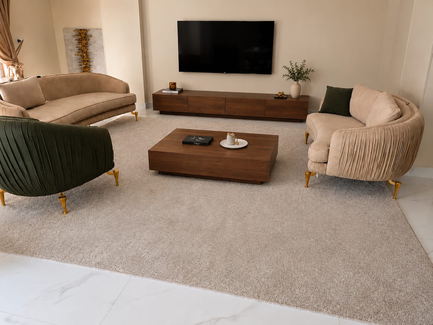 Customer photo review of A TV unit and coffee table in a luxurious and elegant brown design