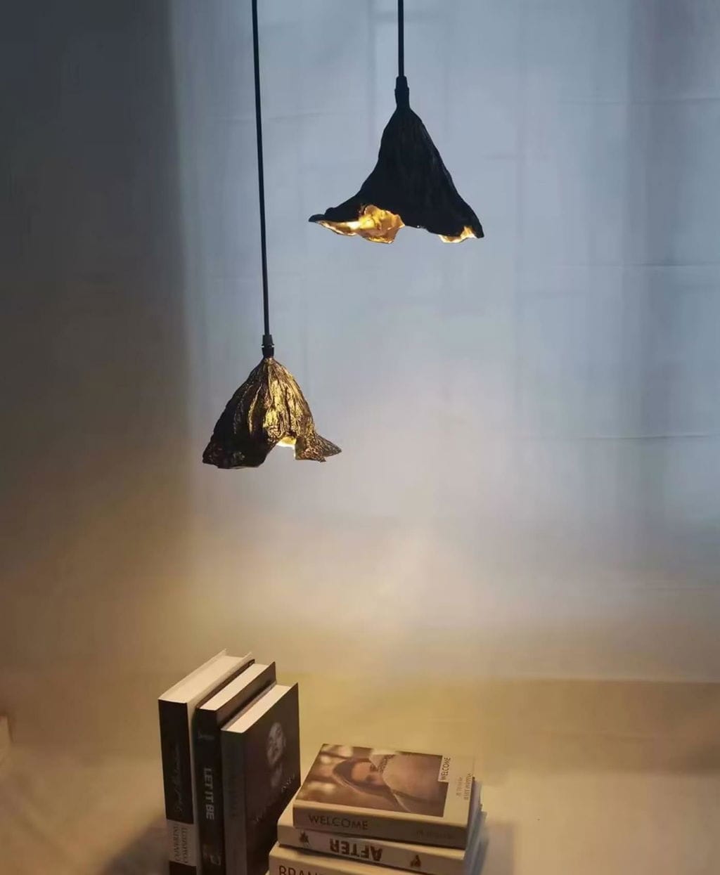 Customer photo review of Black Gold Pendant Light, 20 cm Metal Shade, Adjustable 150 cm Wire