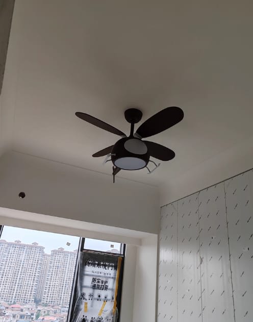 Customer photo review of Helicopter Ceiling Fan with Light, Wood Grain Finish, 70 cm