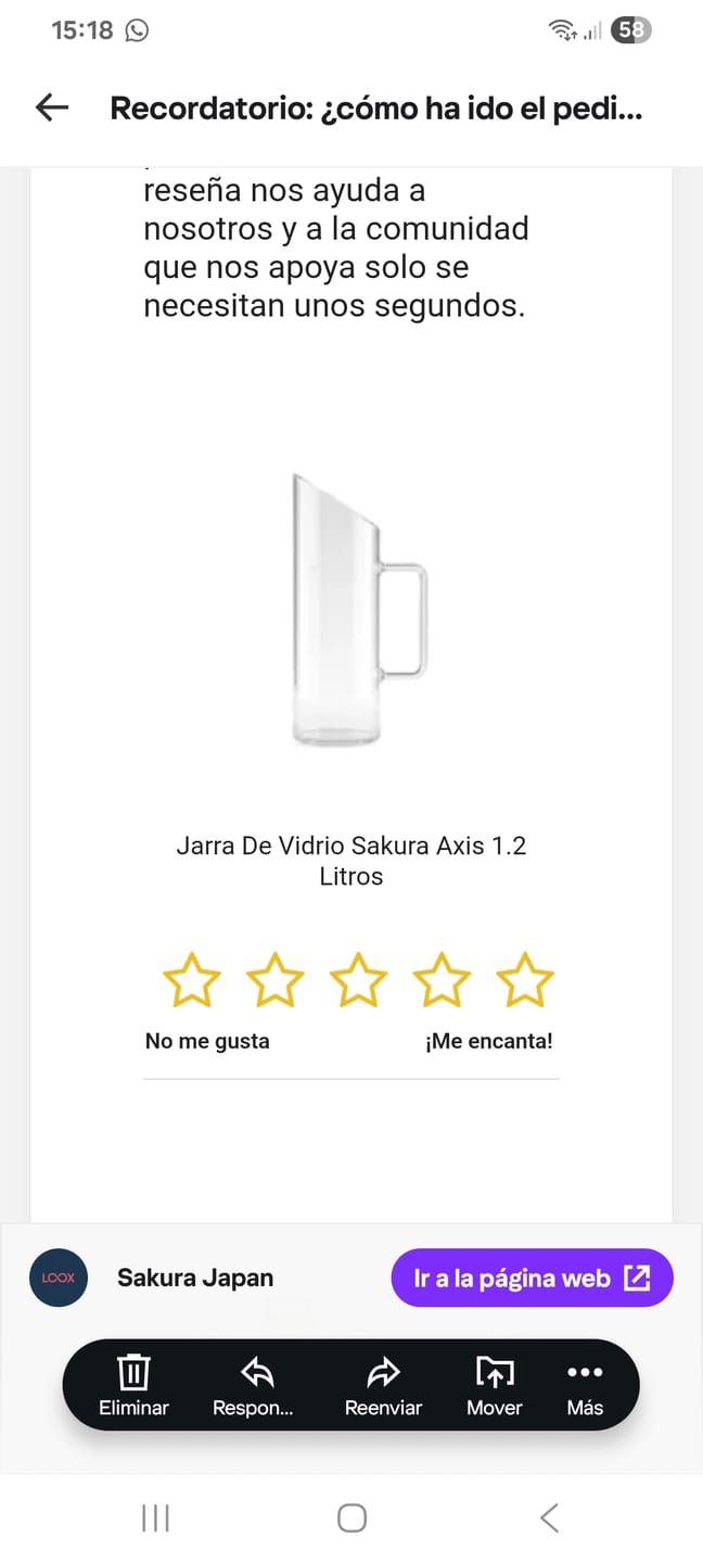 Customer photo review of Jarra De Vidrio Sakura Axis 1.2 Litros