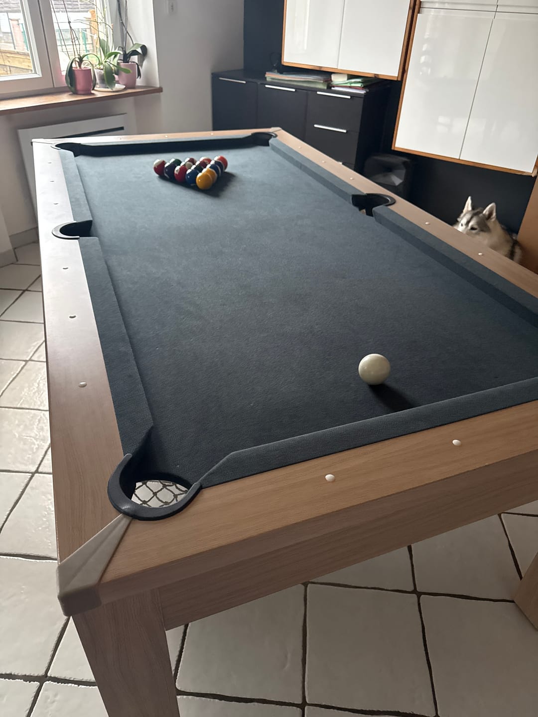 Customer photo review of Table à manger convertible en billard hêtre - 7FT