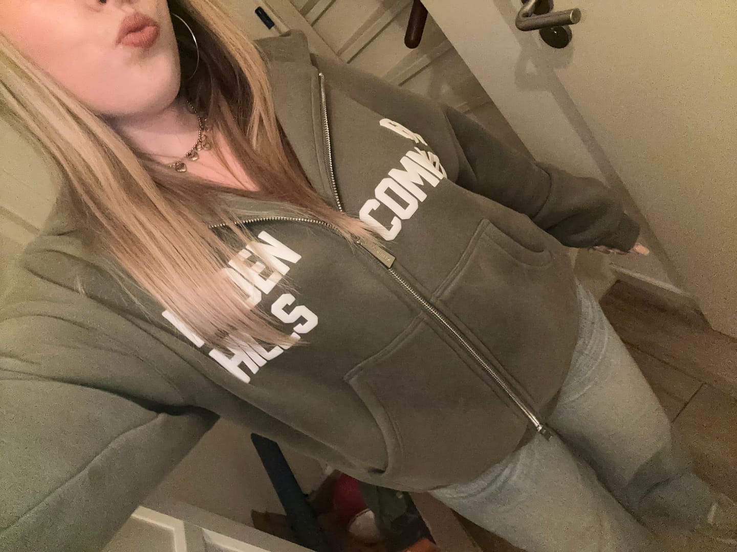 Customer photo review of GATED COMMUNITY ZIP HOODIE SAGE
