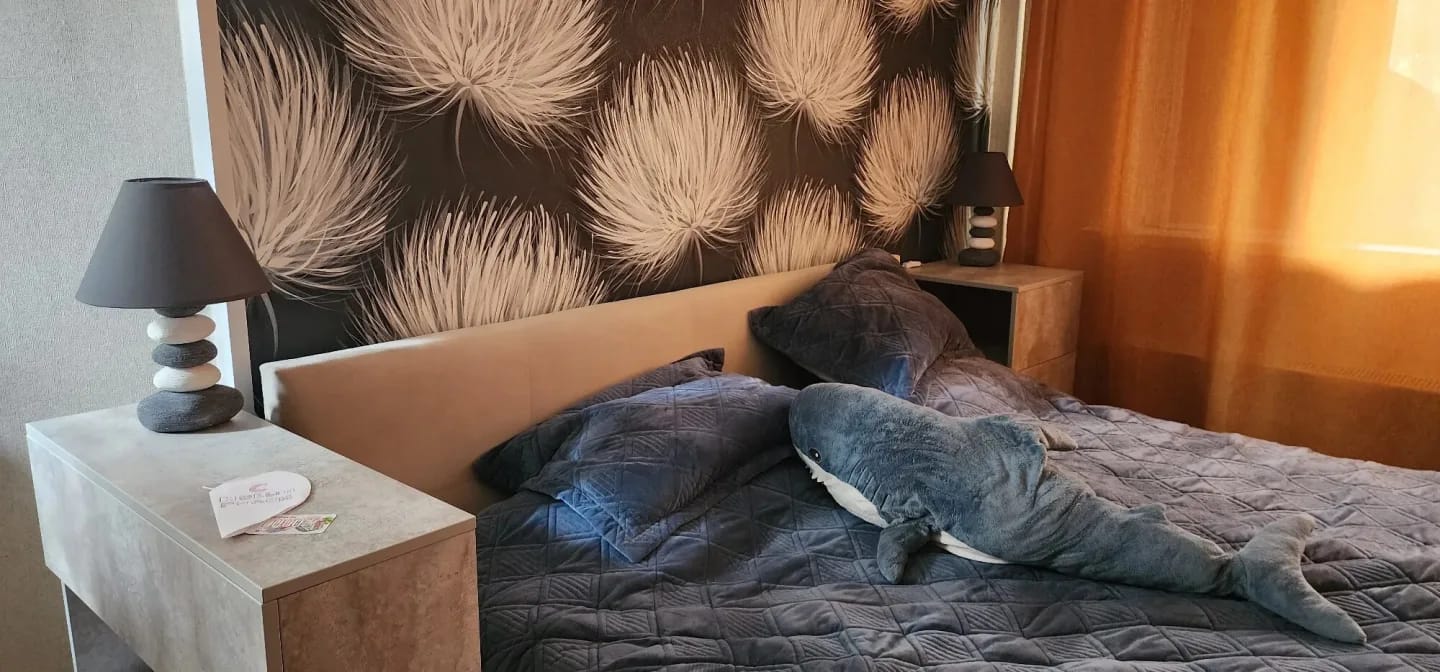 Customer photo review of Grey Ceramic Table Lamp with Fabric Shade, Plug In Cord