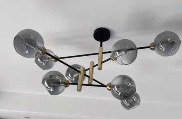 Customer photo review of Glass Globe Chandelier, Black and Gold Frame, 95 to 108 cm