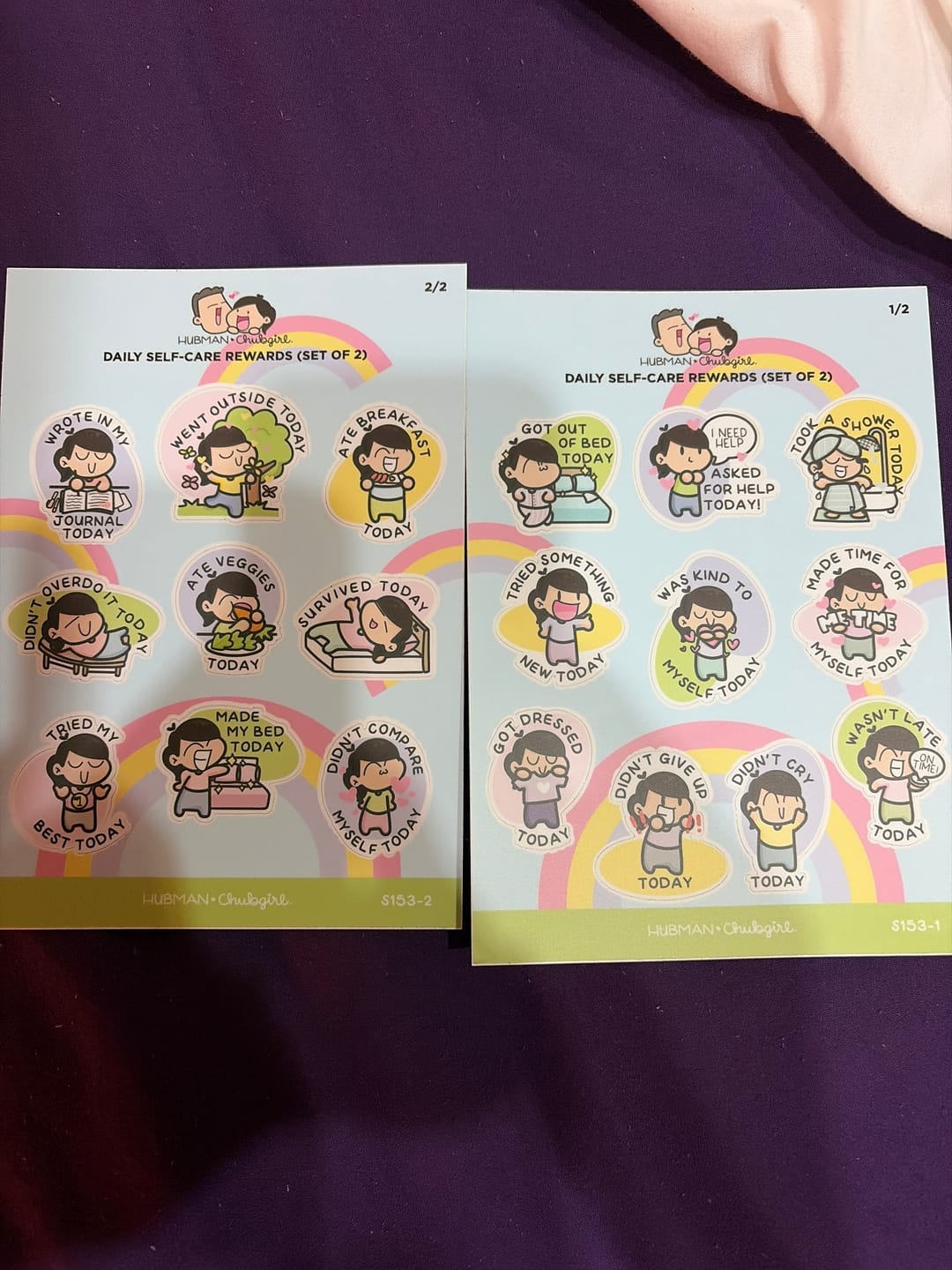 Customer photo review of Daily Self-Care Rewards Sticker Sheets (Set of 2)