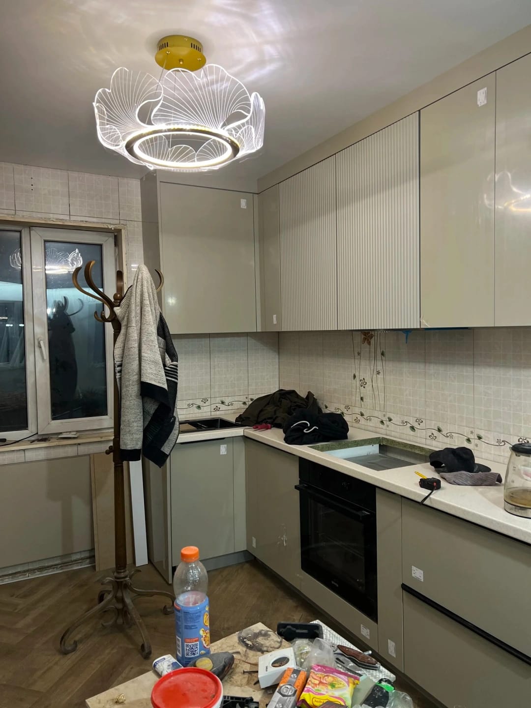 Customer photo review of Gold Chandelier, Iron Frame, Transparent Acrylic Shades