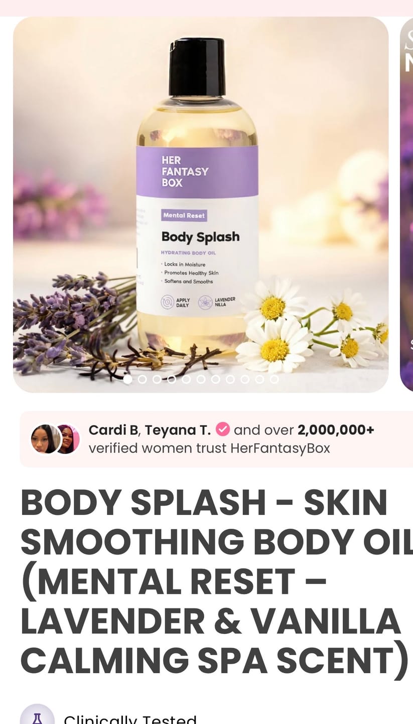 Customer photo review of Body Splash - Skin Smoothing Body Oil  (Yummy)