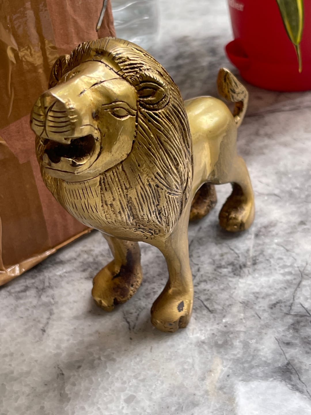 Customer photo review of Solid Brass Lion Vastu Idol | Vastu Remedy for  North-North-East  Direction Protection & Courage Energy for Main Entrances | 16×6×14 cm | 985g