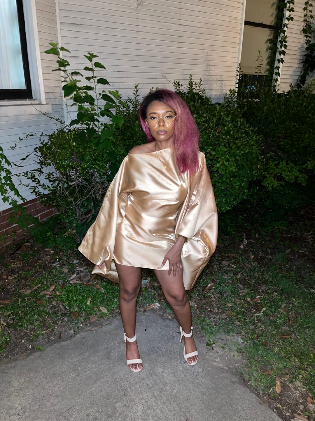 Customer photo review of Gold Liquid Bridal Satin