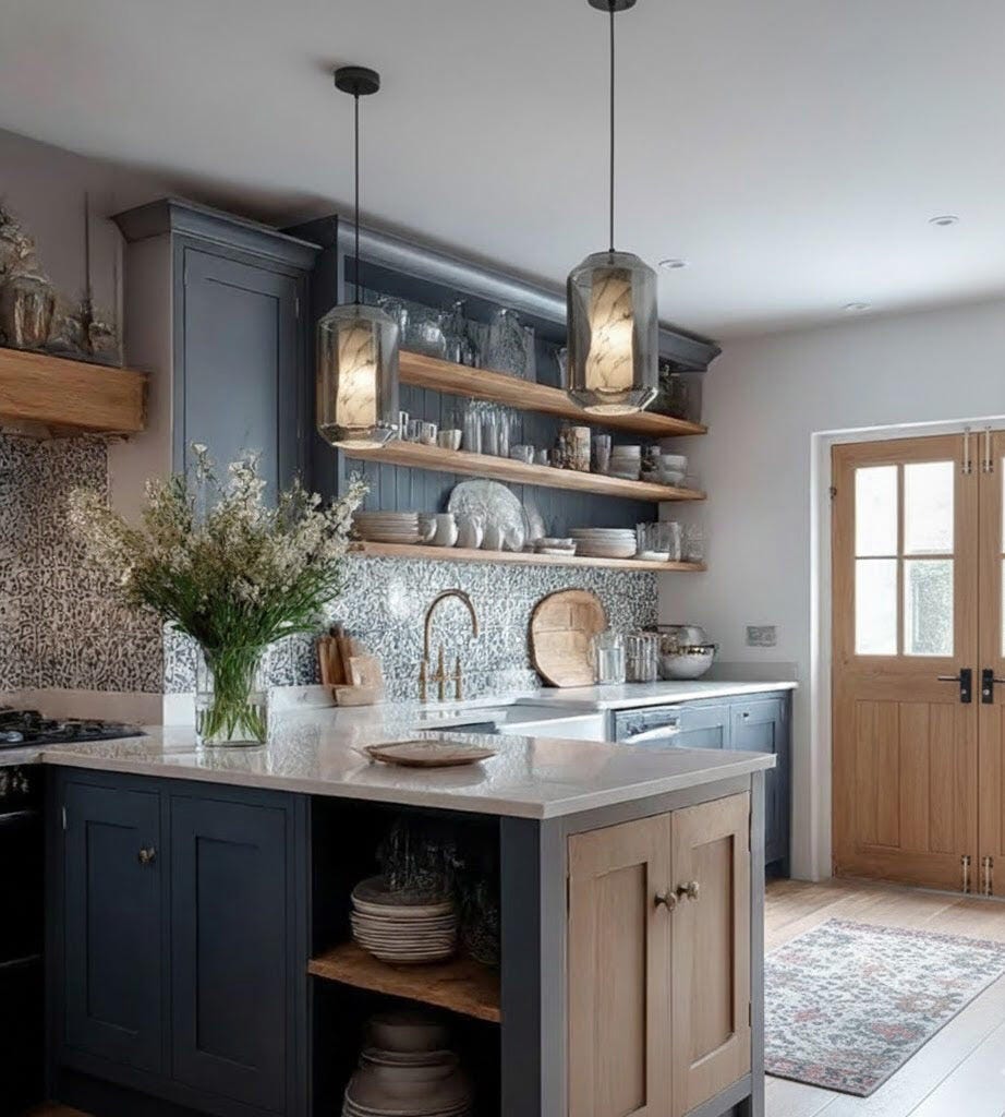 Customer photo review of Alabaster Cylinder Pendant Light, Faceted Glass Shell, Hand-Carved