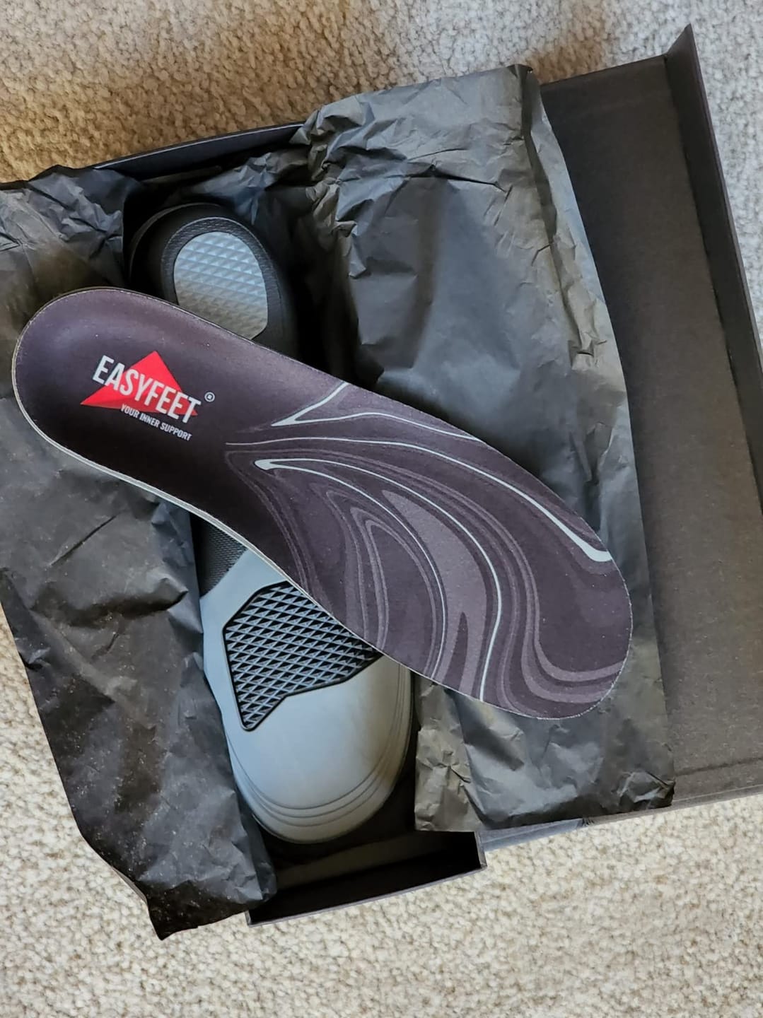 Customer photo review of EASYFEET Black Onyx - Premium Firm Arch Support Insoles for Daily Wear (High Arch)