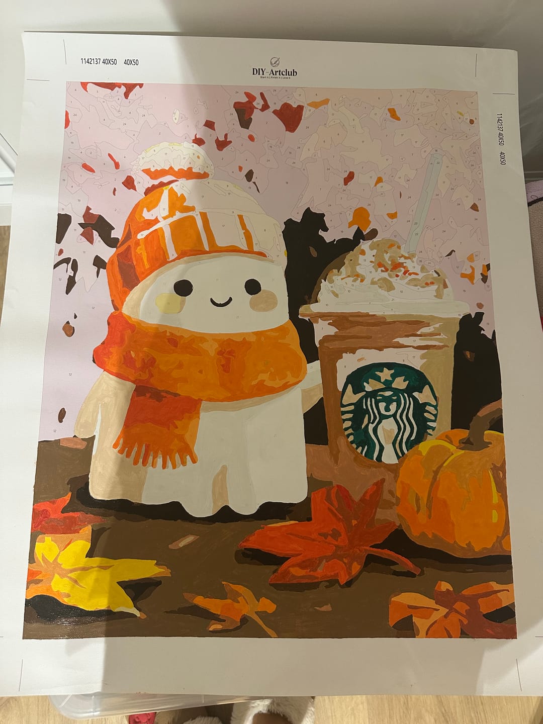 Customer photo review of Pumpkin spice ghost | Paint by Number