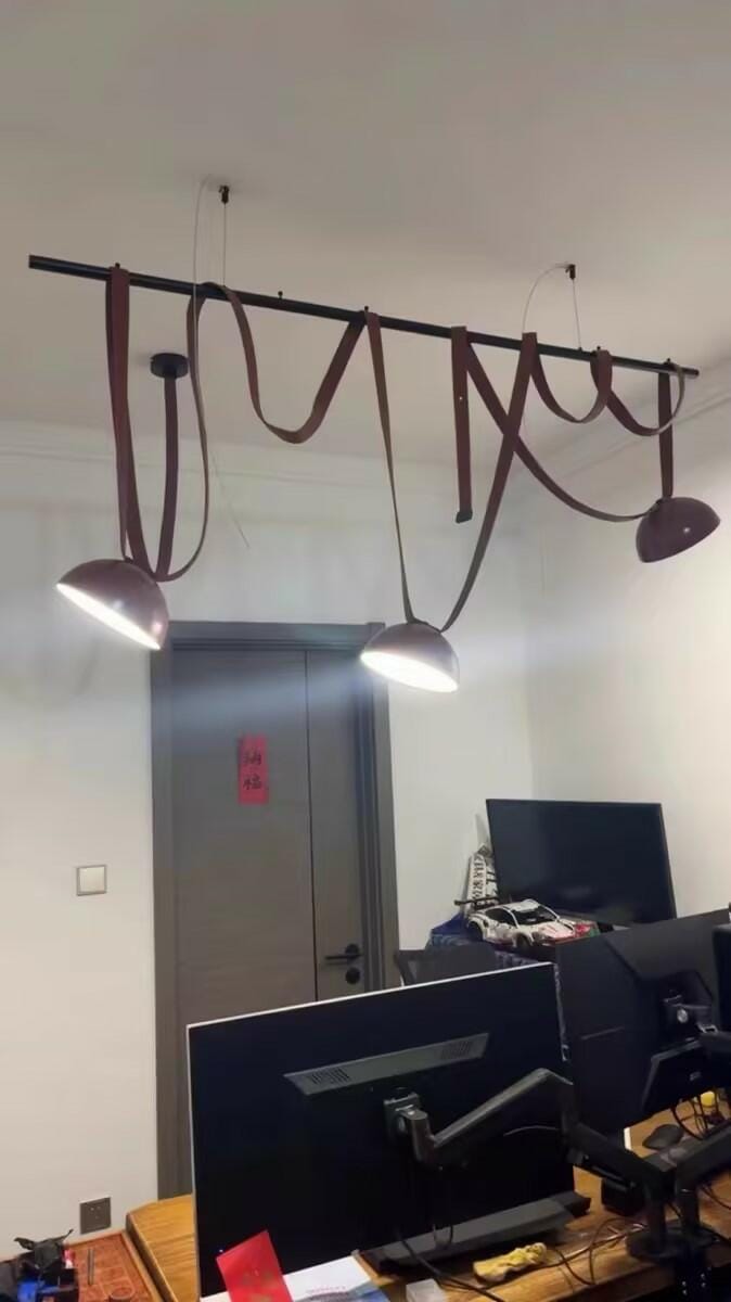 Customer photo review of Metal Dome Pendant Light, Fabric Wrapped Cord, Black or Orange
