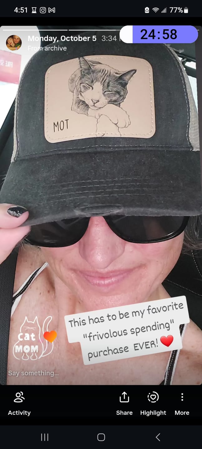 Customer photo review of Custom Cat Portrait Trucker Hat | Personalized Vegan Leather Patch Cap from Your Photo