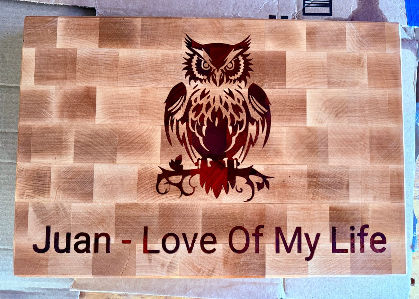 Customer photo review of Cherry End Grain Base Board (18"x12")