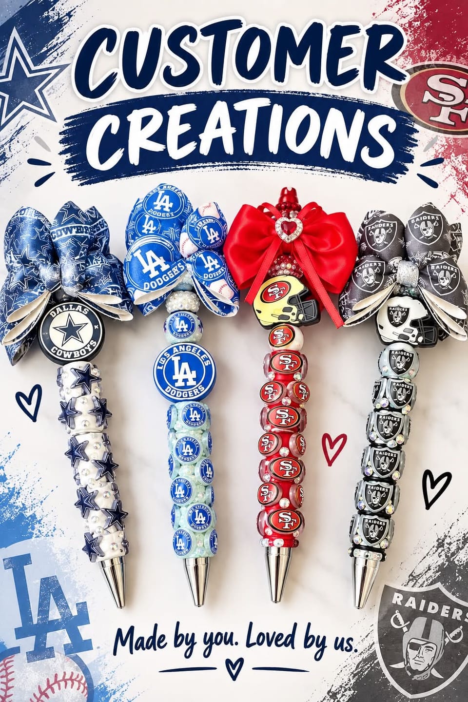 Customer photo review of LA Navy Blue Baseball Graphic Print Acrylic Beads for DIY Beadable Pens & Jewelry