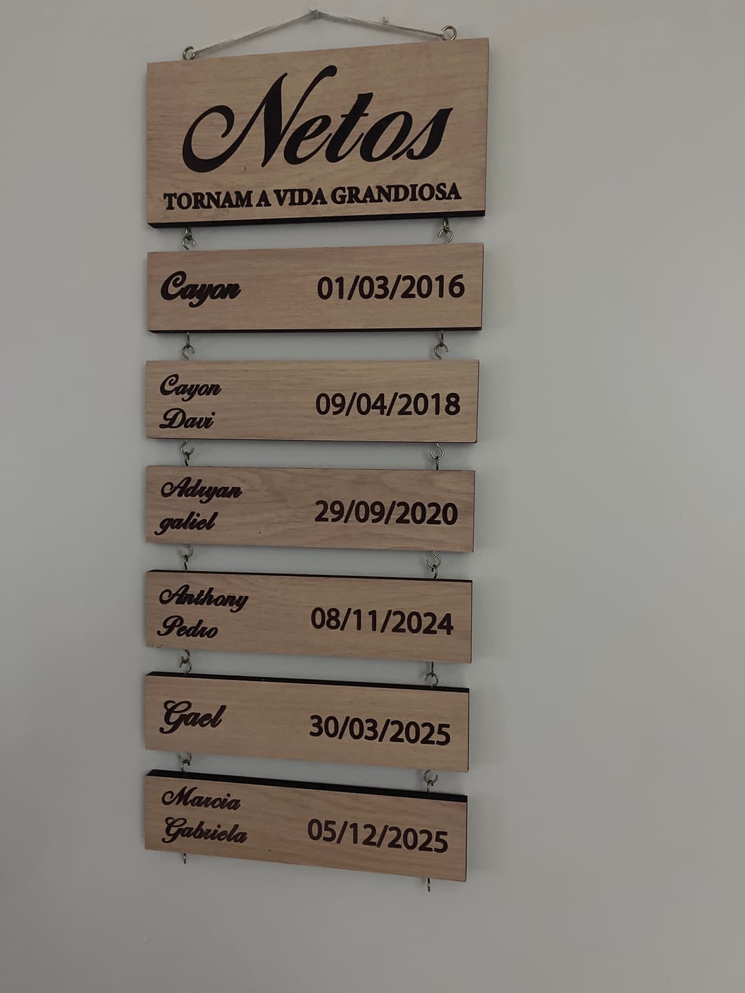 Customer photo review of Placa de Netos Personalizada