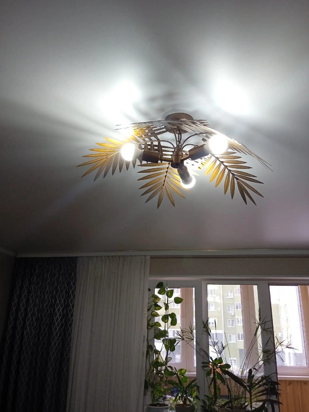 Customer photo review of Bronze Leaf Chandelier, Tropical Iron Leaves, Adjustable Cord