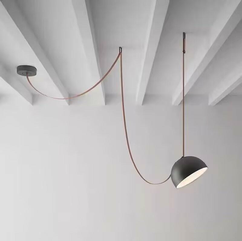 Customer photo review of Metal Dome Pendant Light, Fabric Wrapped Cord, Black or Orange