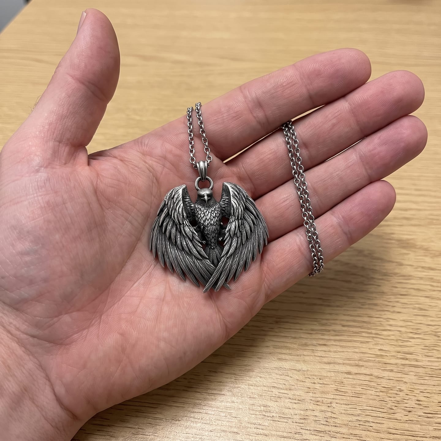 Customer photo review of Eagle Wings Pendant