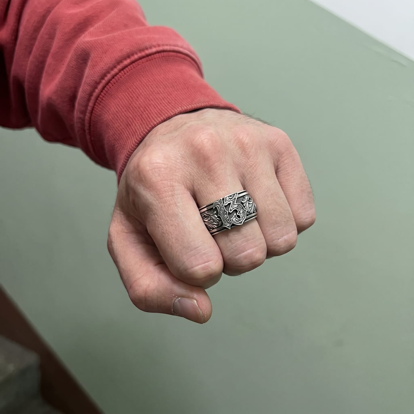 Customer photo review of Lucky 13 Scroll Ring