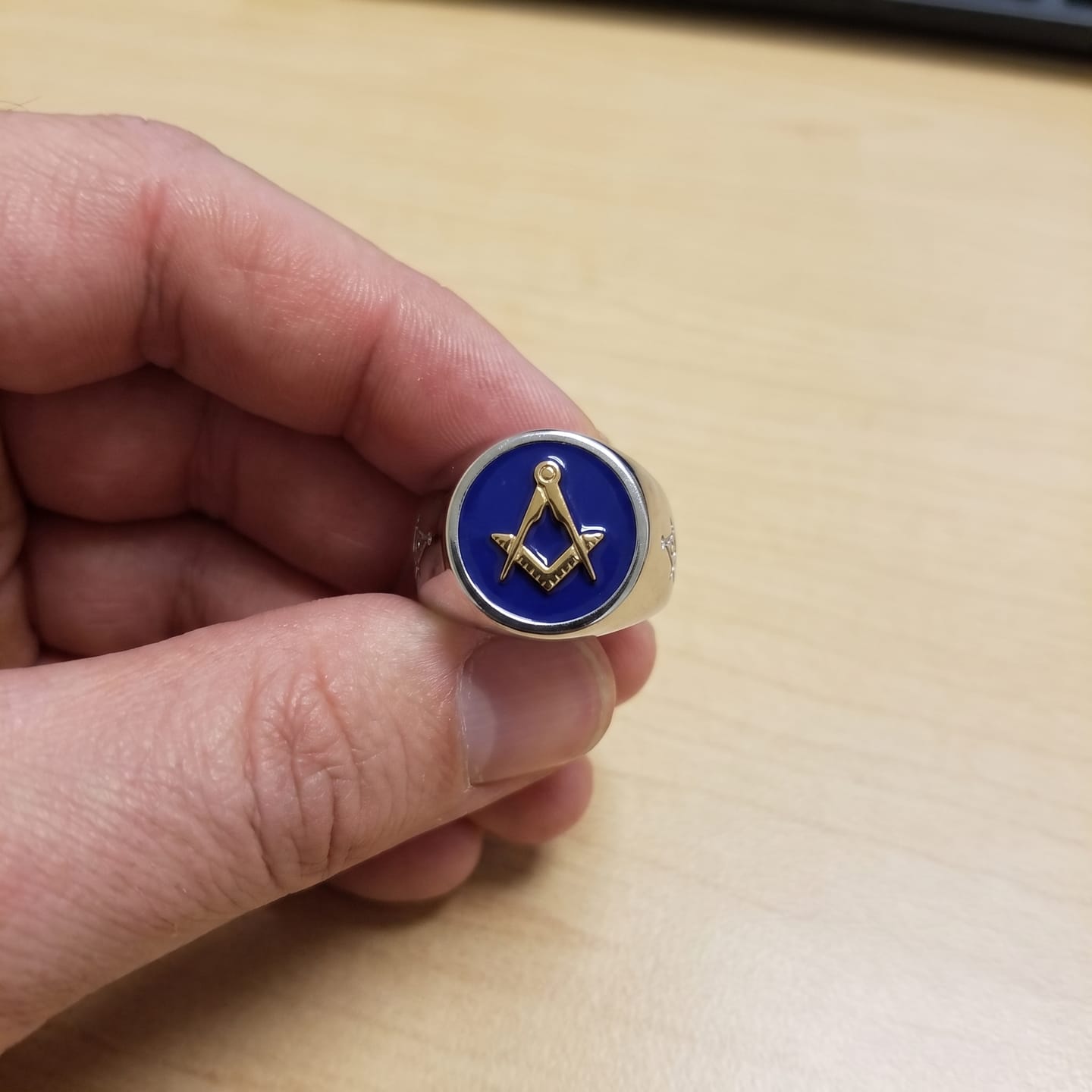 Customer photo review of Blue Lodge Masonic Signet Ring