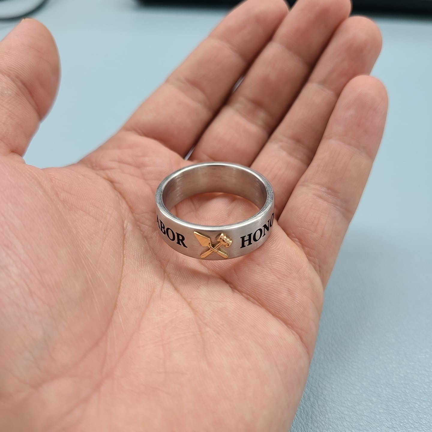 Customer photo review of Labor Et Honor Masonic Ring