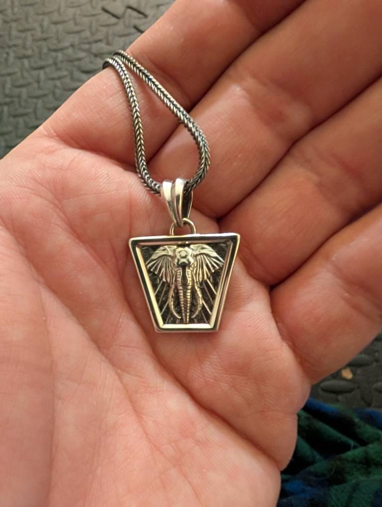 Customer photo review of Trapezoid Elephant Pendant