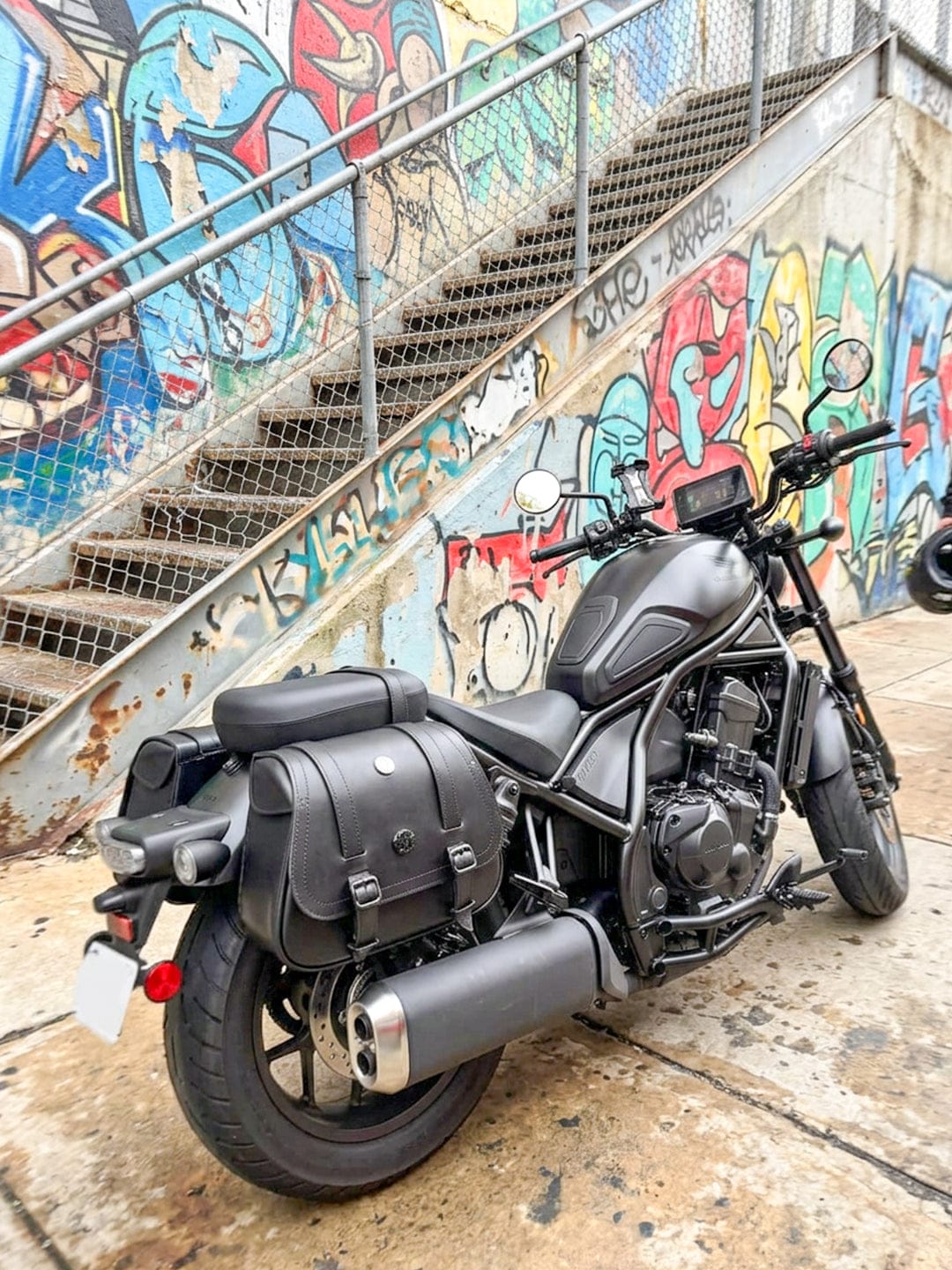 Customer photo review of 25L - SpiritBlade Medium Honda Rebel 1100 CMX1100 Leather Motorcycle Saddlebags