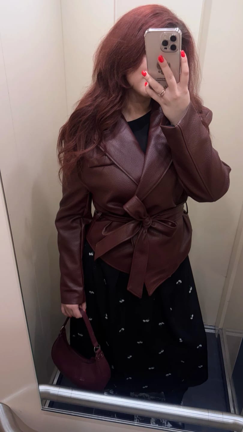 Customer photo review of Valerie Lace-Up Faux Leather Blazer Jacket