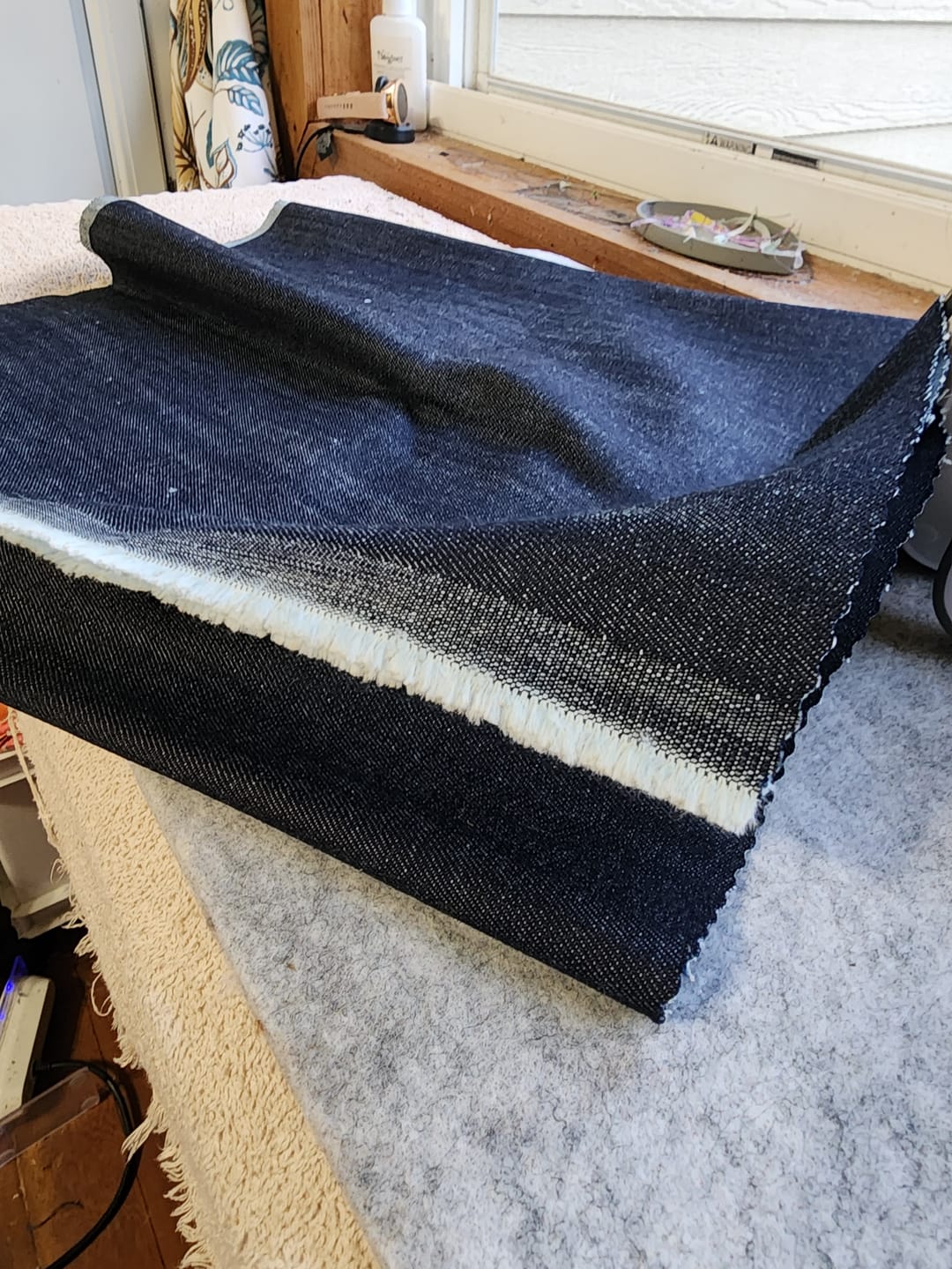 Customer photo review of $50- 5 Yard Cut- Indigo Denim - 65 inches - Medium Weight - Color May Vary