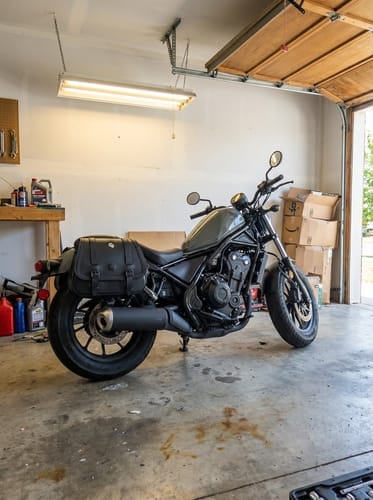 Customer photo review of 25L - SpiritBlade Medium Honda Rebel 500/ABS CMX500 Leather Motorcycle Saddlebags