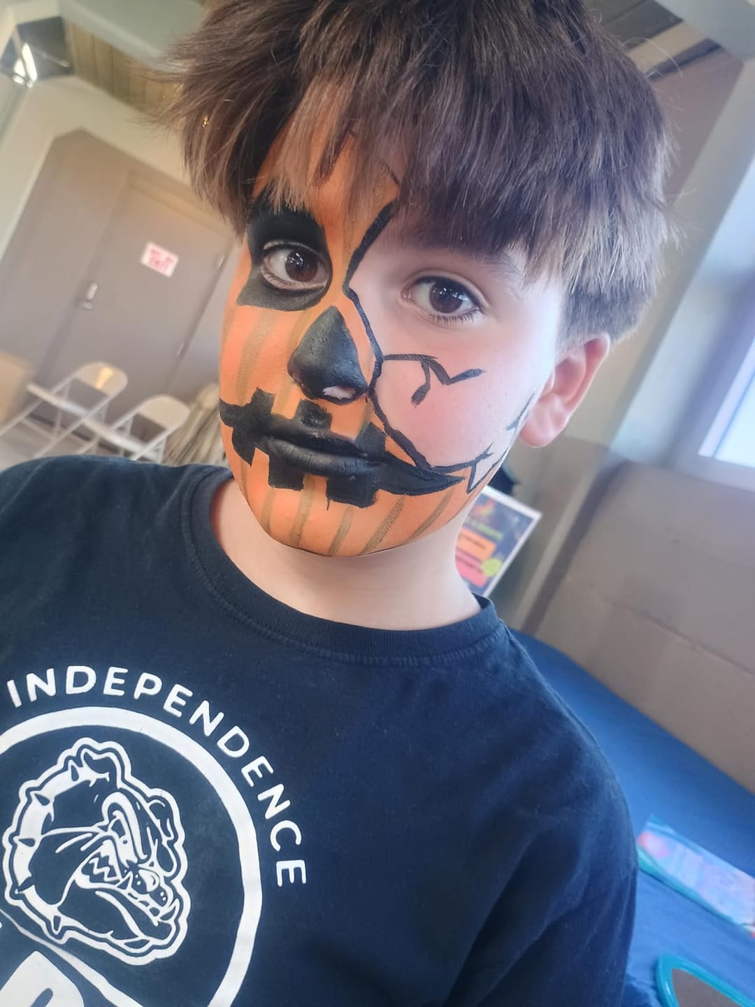 Customer photo review of Blue Squid PRO Face Paint Stick - Waterproof Body Paint for Adults & Kids Eye Black Baseball, Softball - Vegan Hypoallergenic Twist-Up Non-Toxic Makeup Stick for Cosplay, Sports & SFX